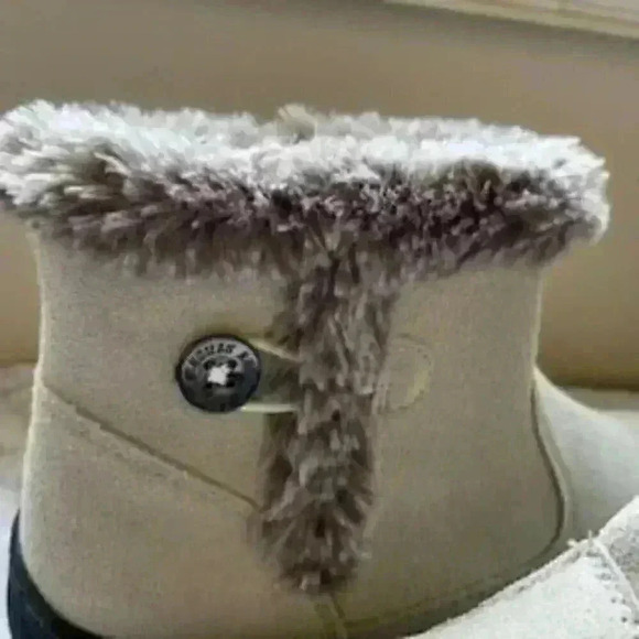 Khombu Iris Cream Genuine Suede Leather With Faux Fur Ankle Boots Women’s Sz 10 - Picture 8 of 10